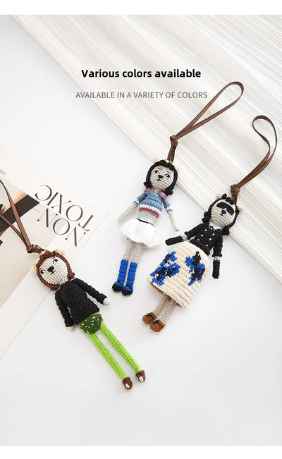 Cute doll bag pendant knitted humanoid bag charm braided keychain car pendant Women's Bag Accessories