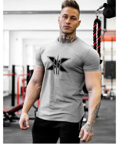 Men's Gym Fitness Clothing Man Cotton Sports Short Sleeve T-shirt Running Training Slim Printed Shirt Sweatshirt Casual Tops - The world bestselling 