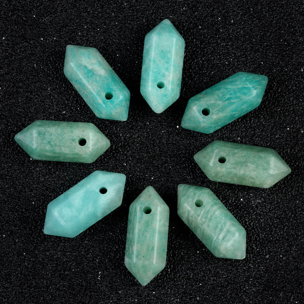 Hexagonal Natural Stone Crystal Tiger Eye Stone Opal Pendant Beads Jewelry Making DIY Necklace Earrings Accessories Gifts