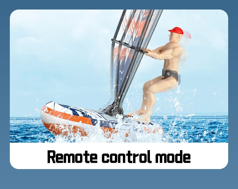 2.4G Remote Control Sailing Boat Doll Swinging Sailboat Model Decoration RC Racing Boat Kids Outdoor Balance Sailboat Water Toys