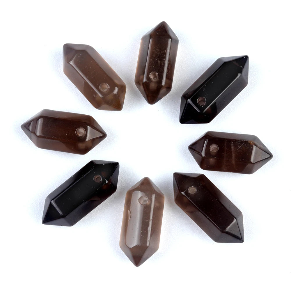 Hexagonal Natural Stone Crystal Tiger Eye Stone Opal Pendant Beads Jewelry Making DIY Necklace Earrings Accessories Gifts