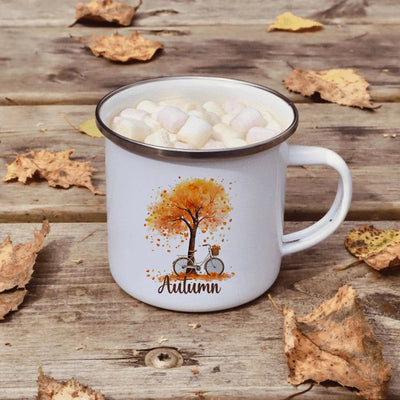 Hello Autumn mugs Thanksgiving Mug Flower Pumpkin Cup Print enamel Mug Fall Coffee cups party farmhouse decoration fall gifts