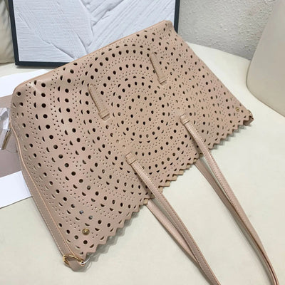 Women's Designer Brand Luxury Round Wave Large Capacity Shopping Tote Handbag Carved Basket Lady Shoulder Crossbody Mother Bag