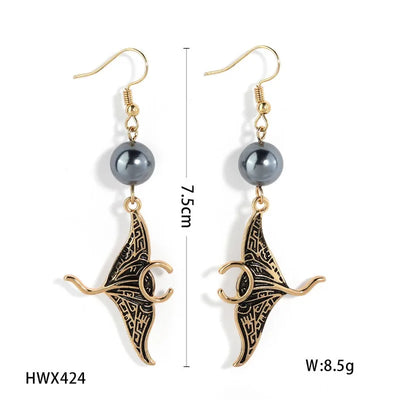 Retro Personality Black Oil Drop Devil Fish Earrings Hawaiian Wind Manta Ray Halloween Earrings - The world bestselling 