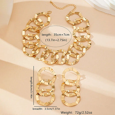 jewelry set for women girls Geometric circle necklace stud earrings set exaggerated simple and elegant fashion DS035