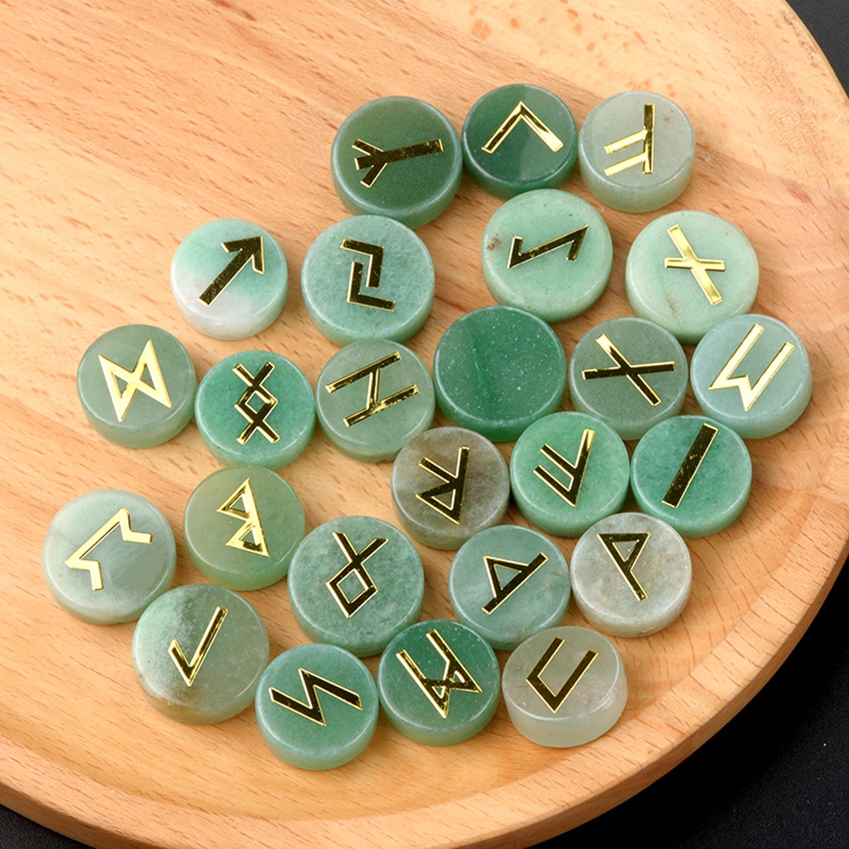 25pcs Birthstone Crystal Stone Beads Set Square Runes Energy Natural Stones Witches Runes Divination Stones Home Decoration