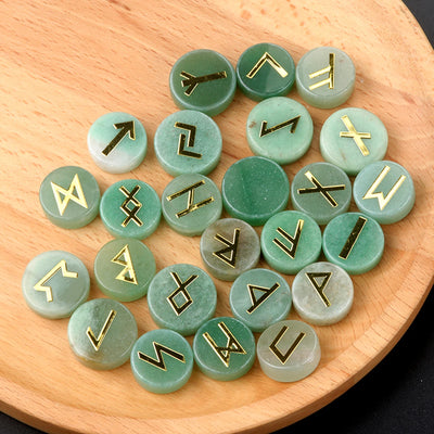 25pcs Birthstone Crystal Stone Beads Set Square Runes Energy Natural Stones Witches Runes Divination Stones Home Decoration
