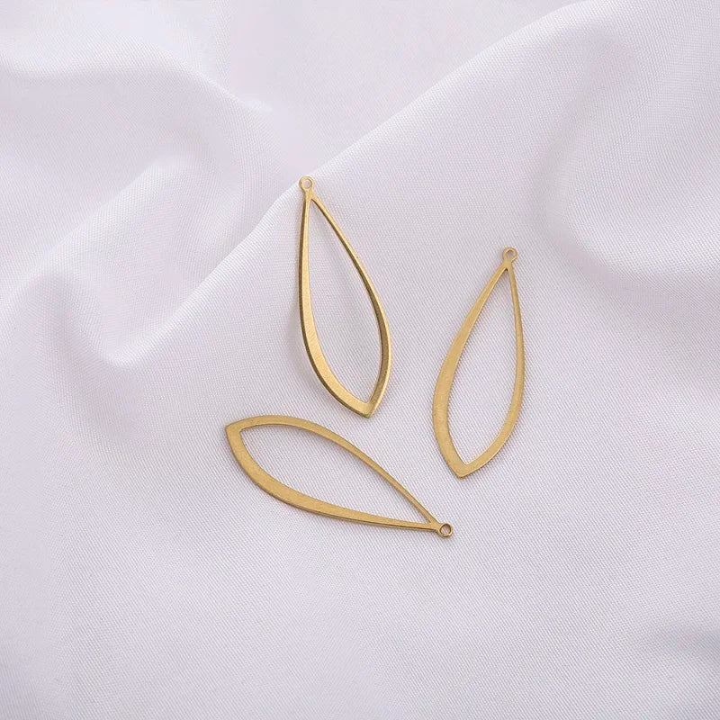 10pcs Brass Oval Hollow Charms Horse Eye Geometric Pendant Connectors For DIY Dangle Drop Earrings Handmade Jewelry Making Craft