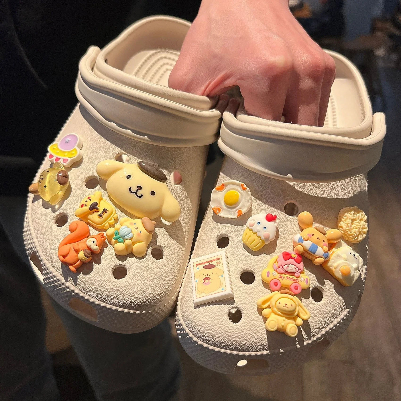 MINISO Golden Puppy Shoe Charms Sanrio-style Pudding Dog Fashion Sandals DIY Accessories Decorate Girls Halloween Party Gifts