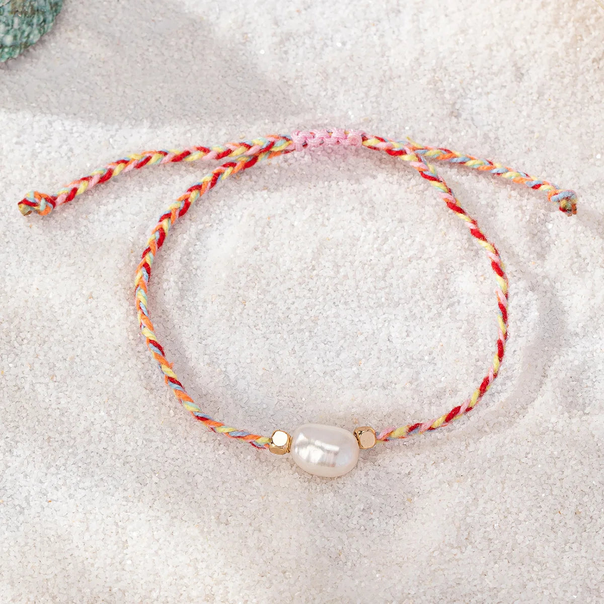 New Trending Woman Summer Jewelry Colorful Rope Thread Freshwater Pearl Bracelet 2024