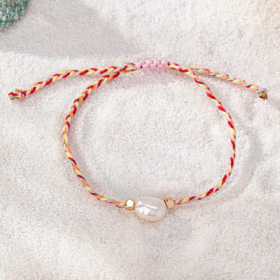 New Trending Woman Summer Jewelry Colorful Rope Thread Freshwater Pearl Bracelet 2024