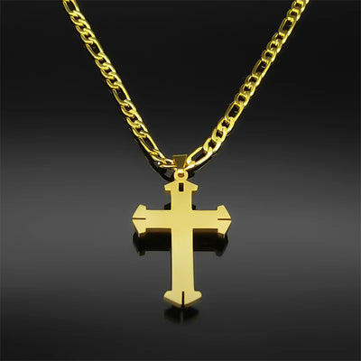 Christian Cross Pendant Necklace for Women Men Stainless Steel Gold Color Punk Religion Luxury Chain Jewery collar 8228-QKC