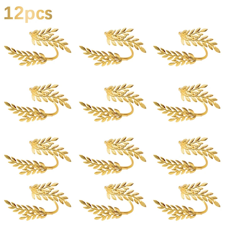 Gold Wheat Napkin Rings Metal Leaf Napkin Holder for Harvest Festival Fall Thanksgiving Dinner Party Table Decoration