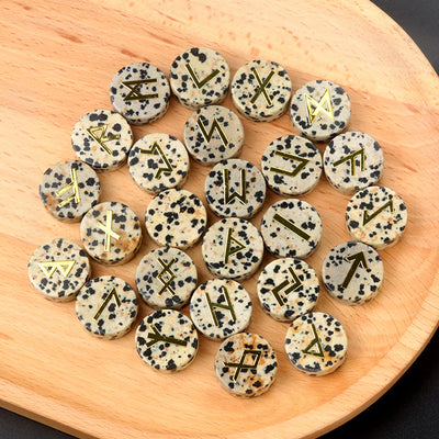 25pcs Birthstone Crystal Stone Beads Set Square Runes Energy Natural Stones Witches Runes Divination Stones Home Decoration