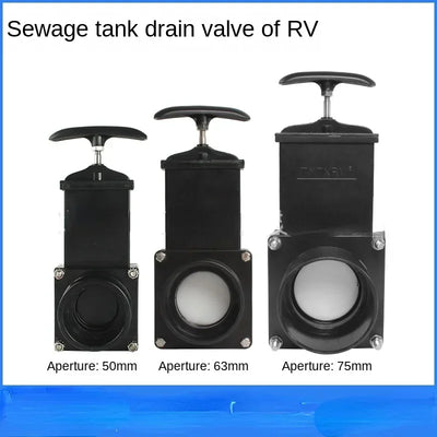 RV Water Gate Valve 50/63/75mm Diameter ABS Sewage Drain Gate Valve for Motorhome Caravan Camper Van Water Tank Accessories
