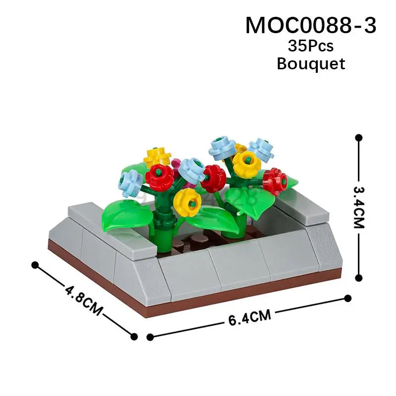 MOOXI City farm MOC Parts Figures Building Blocks Set Plant Tree Leaf Flower Grass Garden Model Friends Bricks Toys For Children