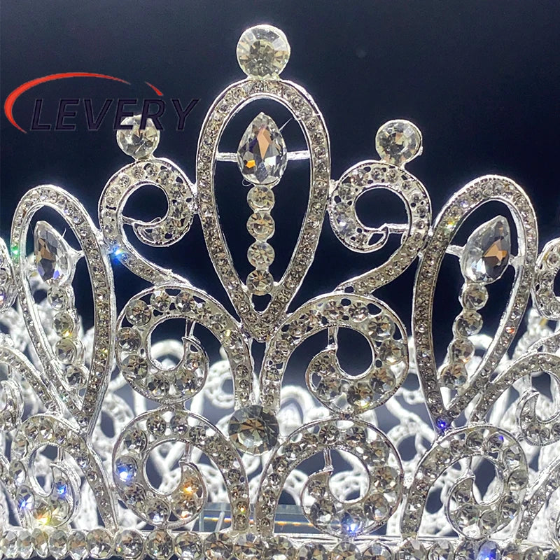 Levery Crystal  Bridal Crowns Women Wedding Hair Dress Accessories Veil Tiara Head Jewelry for Pageant