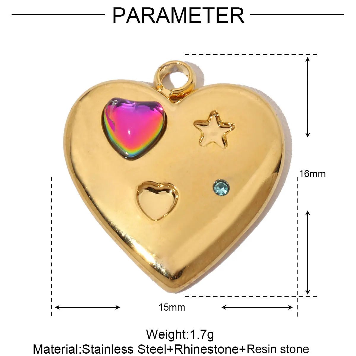 3pcs/Lot French Antique Stone Heart Stainless Steel Bracelet Diy Charms Women Love Necklace Pendant Lock Jewelry