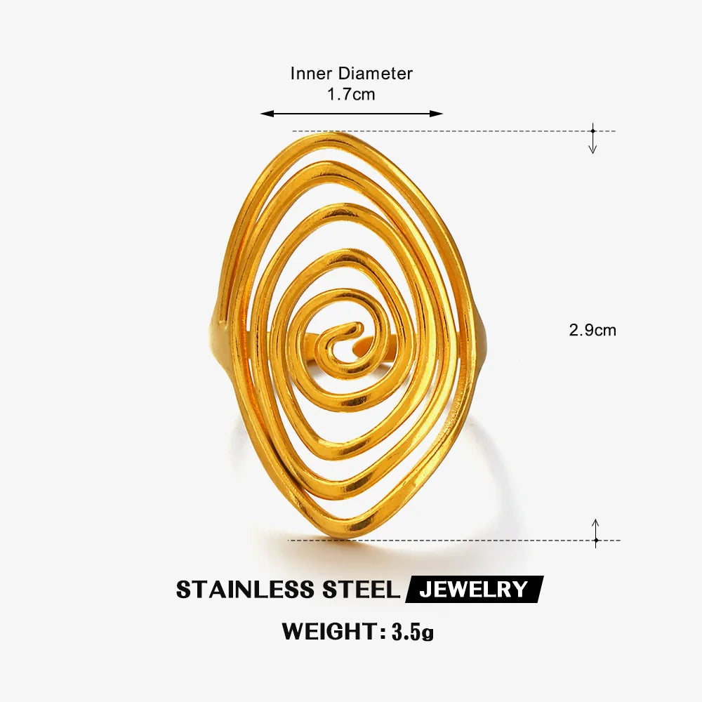 LATS Creaive Stainless Steel Spiral Ring for Women Man Minimalist Irregular Twisted Swirl Rings Fashion Jewelry Unique Gifts