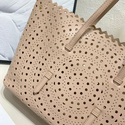 Women's Designer Brand Luxury Round Wave Large Capacity Shopping Tote Handbag Carved Basket Lady Shoulder Crossbody Mother Bag