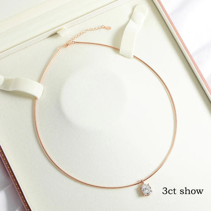 Smyoue 3/4/5CT Oval Cut Moissanite Pendant Necklace for Women Men Lab Diamond Classic Solitaire Chain Real 925 Sterling Silver