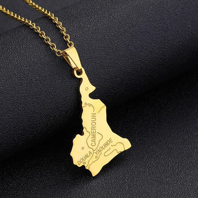 Stainless Steel Enamel Cameroon Map Flag Necklace Unisex Couple Ethnic Patriotic Jewelry Gift Hot Sale European Style