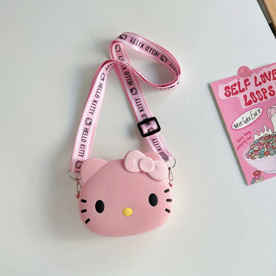 Kawaii Sanrio 3D Hello Kitty Silicone Bag Cartoon Mobile Phone Mini Crossbody Bag Cat Head Small Bags Size Coin Purse
