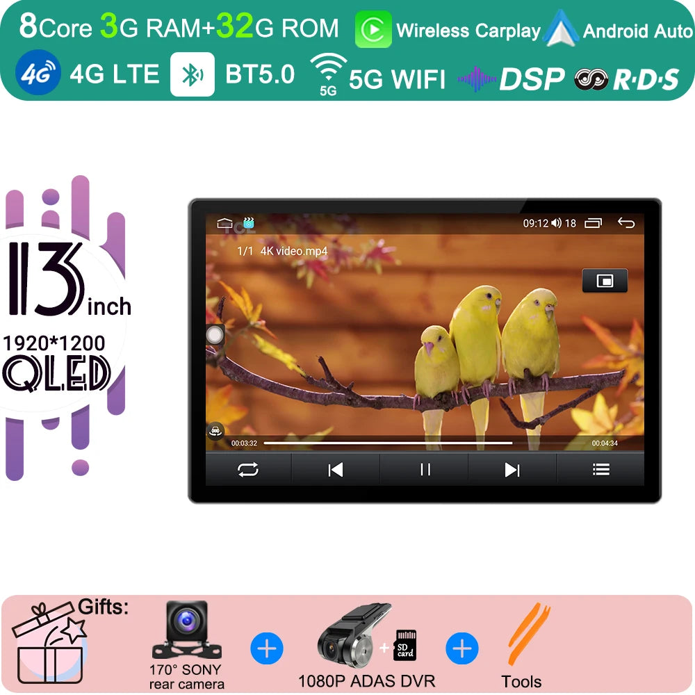 13.3 Inch Android 15 For Seat Leon 3 MK3 2012-2020  Car Radio 5G wifi Stereo Multimedia Player GPS Navigation 1920*1200