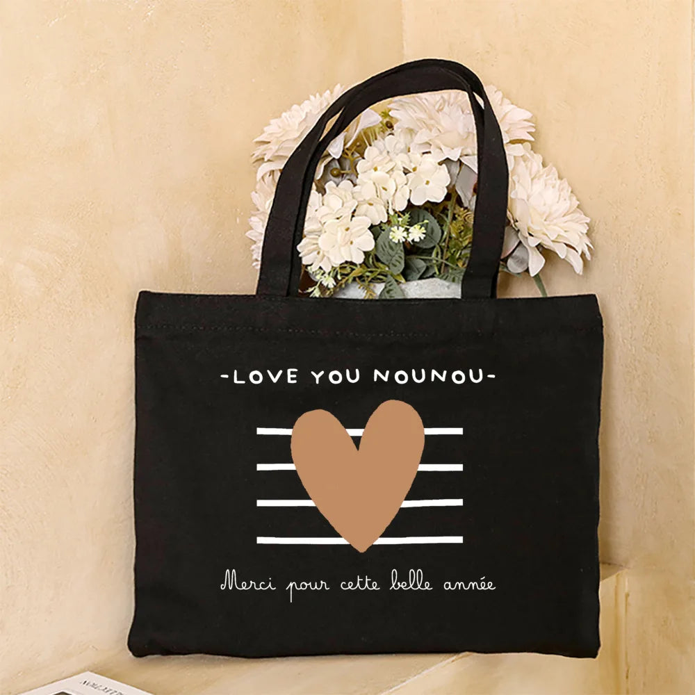 Love You Nanny Thank You for This New Year Print Women Tote Bag Shopping Bags Female Shoulder Bag Travel Handbag Gift for Nounou