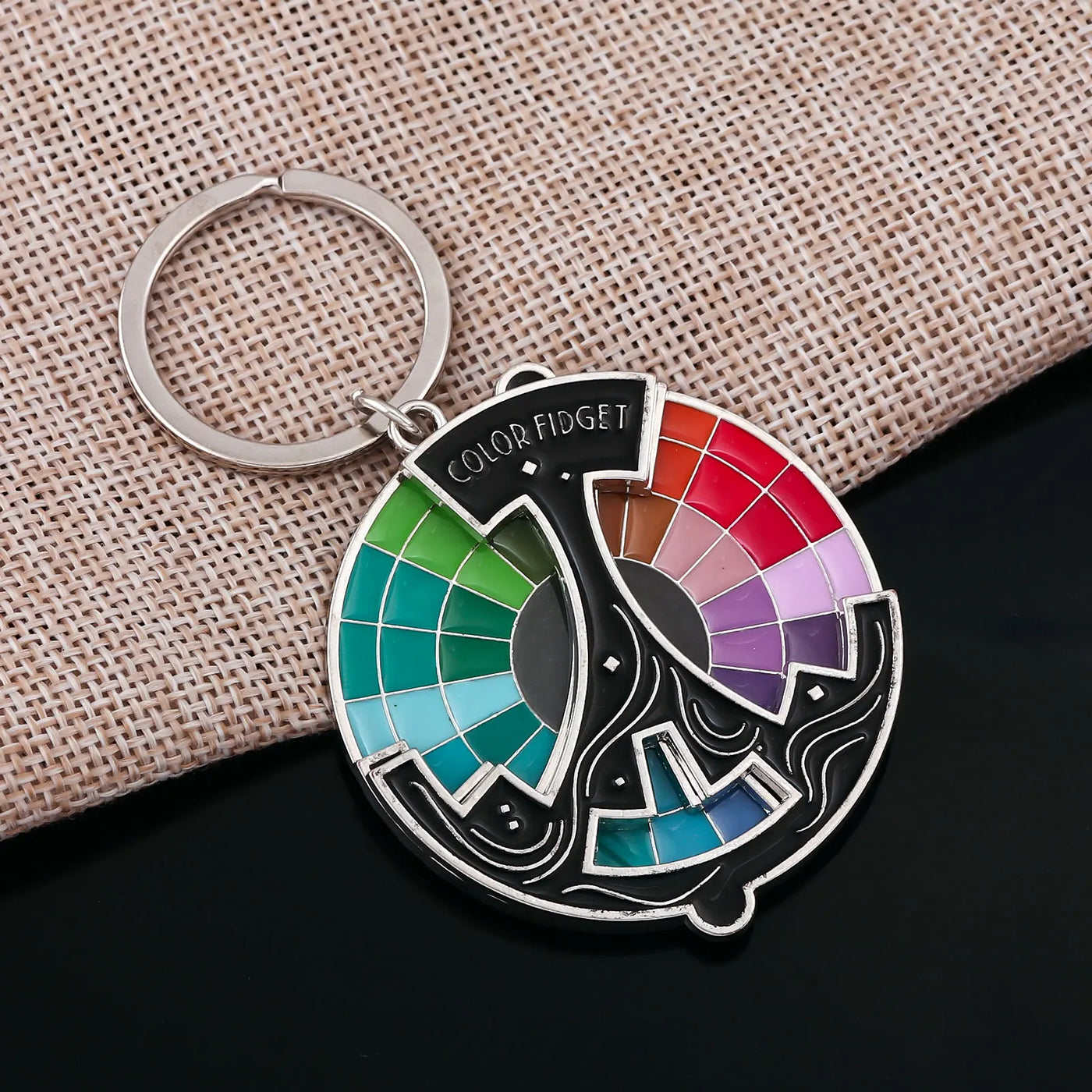 Color Design Colourful Anxiety Relief Badge Color Fidget Wheel Keychain Pendant Relieve Stress Quickly Identify Tonal Jewelry