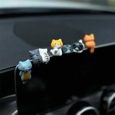 6 Pcs Healing Series Cat No Trace Stickers Cute Cat Interior Decoration Center Console Screen Cartoon Figurine Accessories
