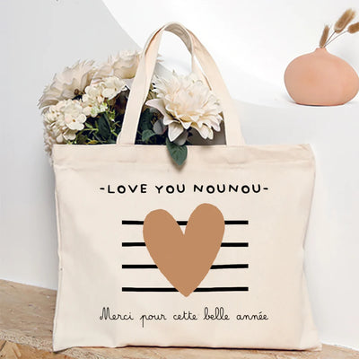 Love You Nanny Thank You for This New Year Print Women Tote Bag Shopping Bags Female Shoulder Bag Travel Handbag Gift for Nounou