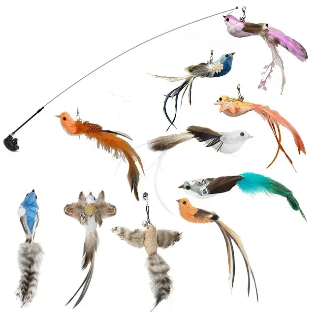 Simulation Bird Cat Toys Funny Interactive Peacock with Bell Cat Stick Toy for Kitten Playing Teaser Wand Toys Pet Cats Supplies