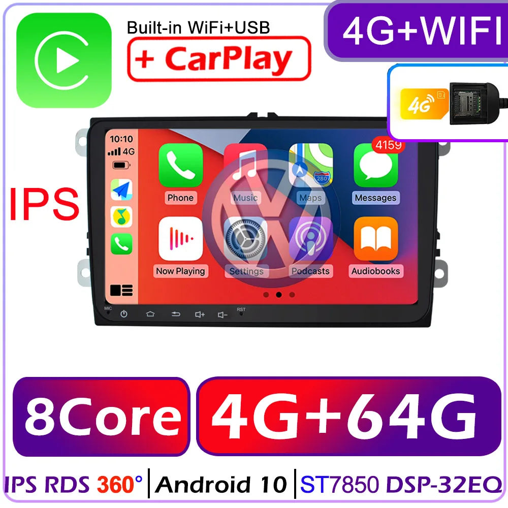 Car Android For VW Volkswagen Golf Polo Tiguan Passat b6 SEAT leon Skoda yeti Octavia Multimedia player 2 Din Car Radio CarPlay