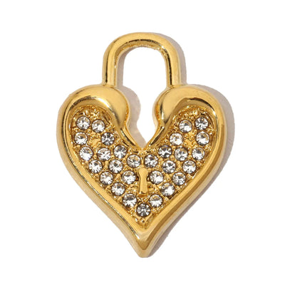 3pcs/Lot French Antique Stone Heart Stainless Steel Bracelet Diy Charms Women Love Necklace Pendant Lock Jewelry