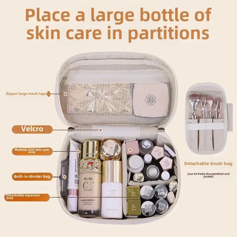Portable Makeup Brush Organizer Foldable Multi-Pocket Cosmetic Bag for Women, Perfect for Travel, Daily Use & Bathroom Storage
