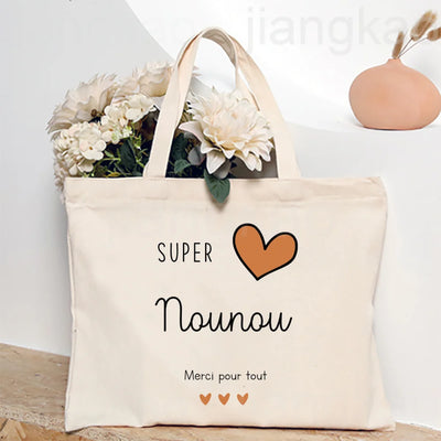 Love You Nanny Thank You for This New Year Print Women Tote Bag Shopping Bags Female Shoulder Bag Travel Handbag Gift for Nounou