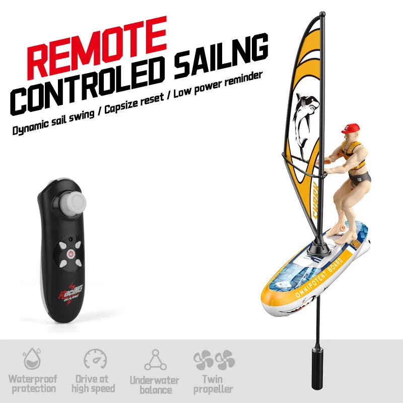 2.4G Remote Control Sailing Boat Doll Swinging Sailboat Model Decoration RC Racing Boat Kids Outdoor Balance Sailboat Water Toys