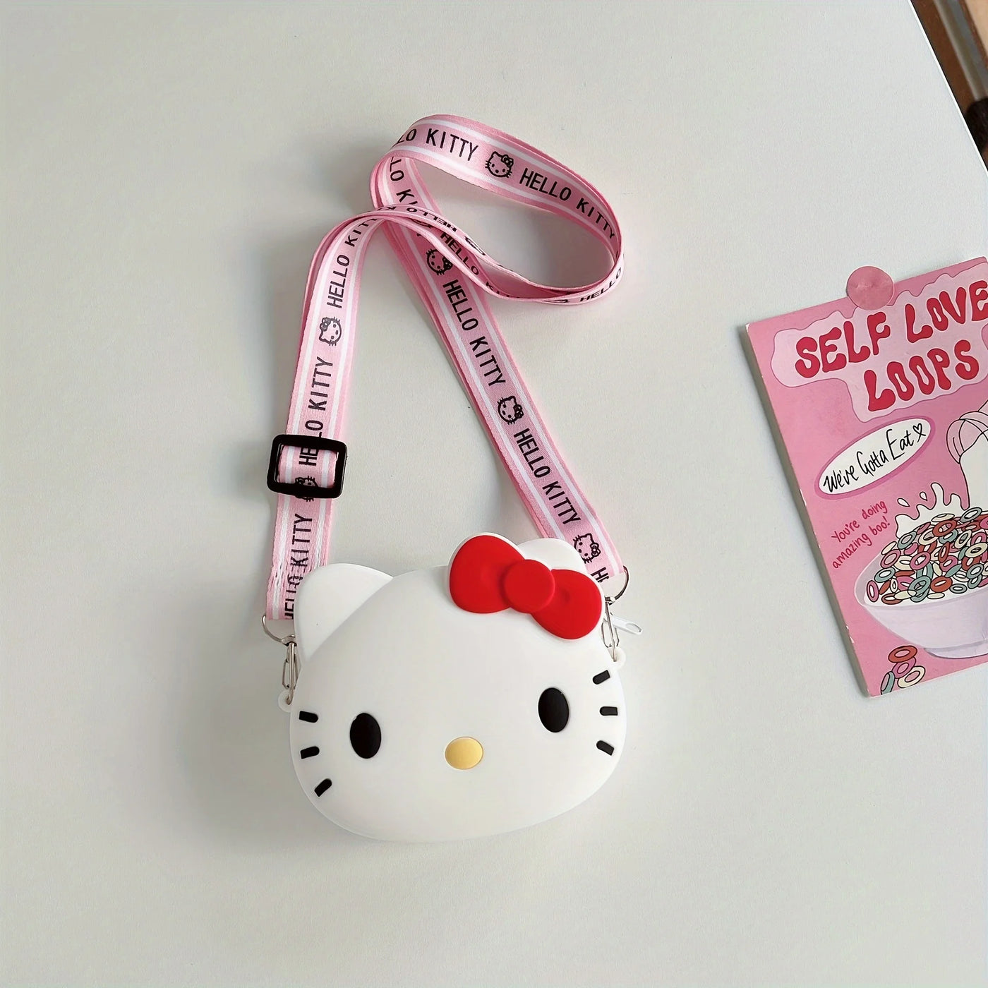 Kawaii Sanrio 3D Hello Kitty Silicone Bag Cartoon Mobile Phone Mini Crossbody Bag Cat Head Small Bags Size Coin Purse