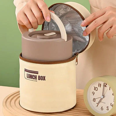 1200ml Stainless Steel 304 Thermal Lunch Box With Bag 3 Layers Large Capacity Bento Box BPA Free School Office Food Container