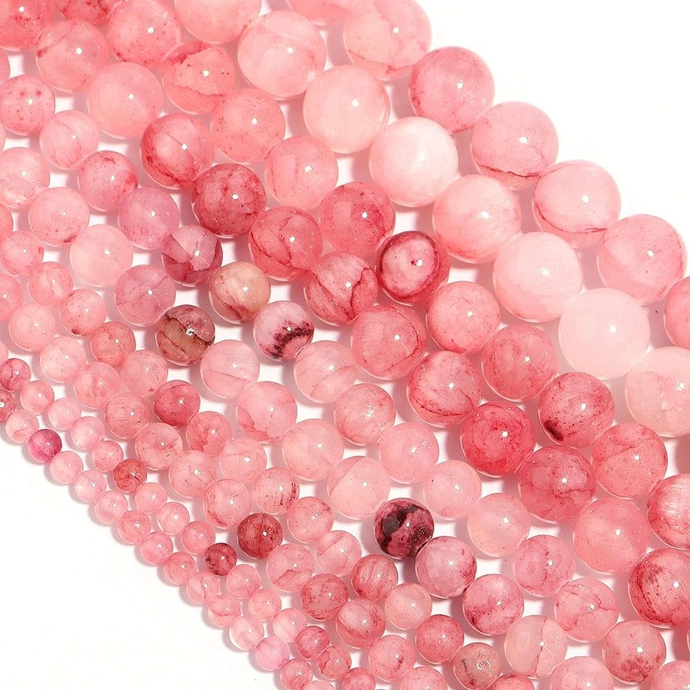 1Strand Natural Persian Jade Stone Pink 4/6/8/10/12mm Loose Spacer Gem Bead for Jewelry Making DIY Bracelet Necklace Accessories