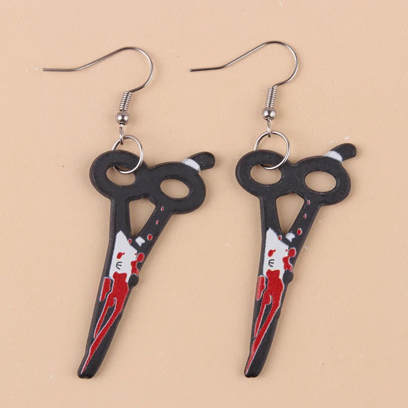 Halloween Earrings Funky Spooky Quirky Earrings Bloody Knife Axe Dangle Earrings Creepy Acrylic for Women Girls Jewelry Gifts