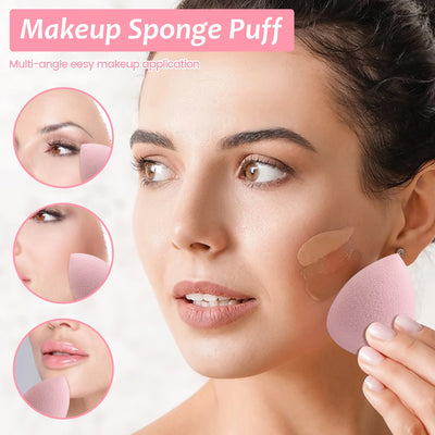 MAANGE 27pcs Makeup Tools Kit 20pcs Foundation Contour Blush Brush Set with Triangle Powder Puff Makeup Remover Puff Travel Bag