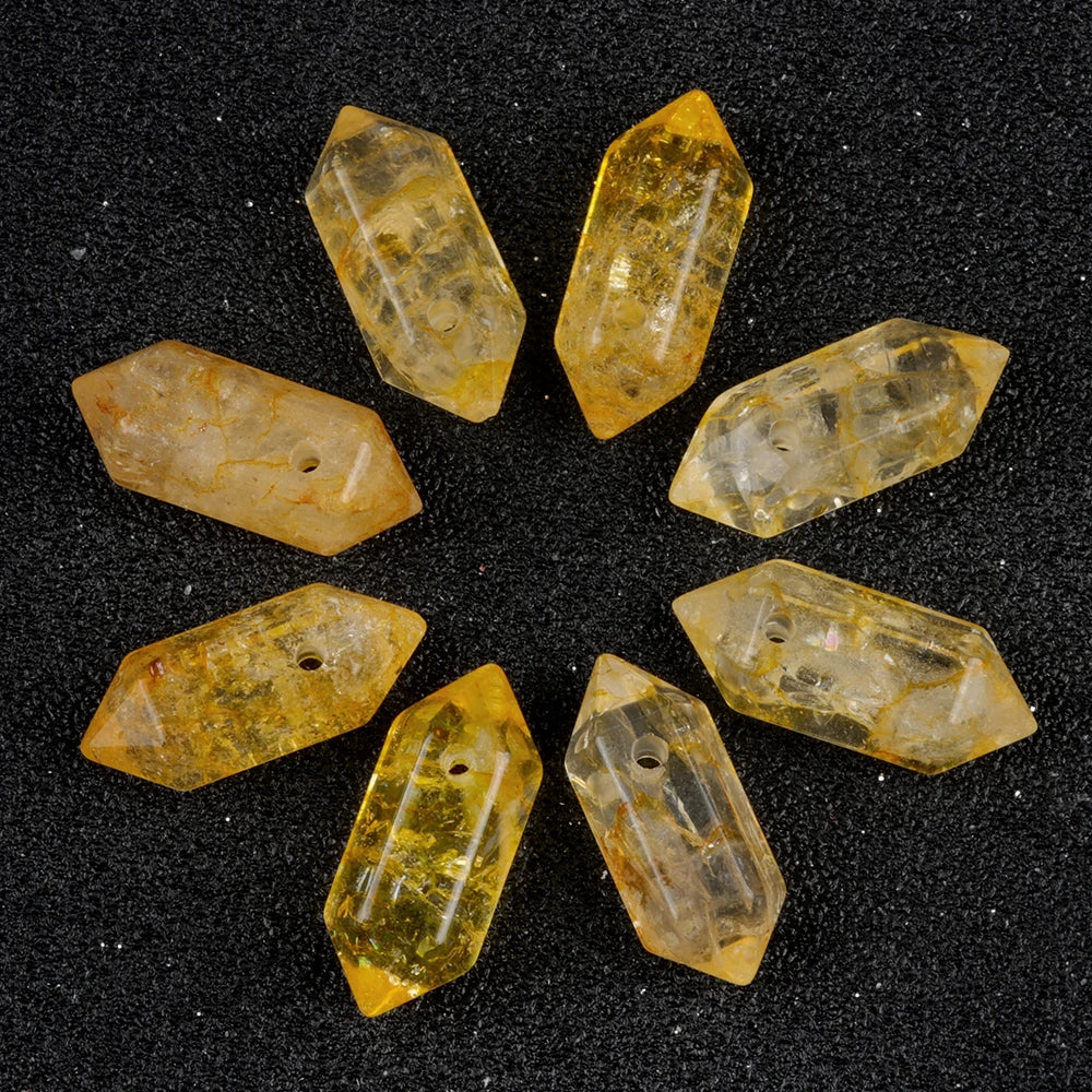 Hexagonal Natural Stone Crystal Tiger Eye Stone Opal Pendant Beads Jewelry Making DIY Necklace Earrings Accessories Gifts