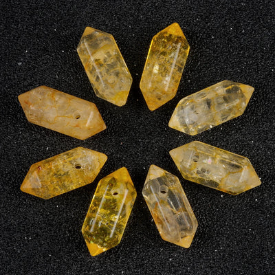 Hexagonal Natural Stone Crystal Tiger Eye Stone Opal Pendant Beads Jewelry Making DIY Necklace Earrings Accessories Gifts