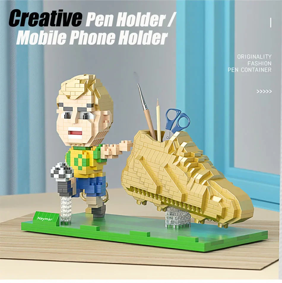 2022 Football Player Model Mini Size Building Blocks Creative DIY Pen Holder Mobile Phone Holder Bricks Toys For Children Gifts