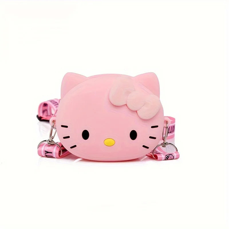 Kawaii Sanrio 3D Hello Kitty Silicone Bag Cartoon Mobile Phone Mini Crossbody Bag Cat Head Small Bags Size Coin Purse