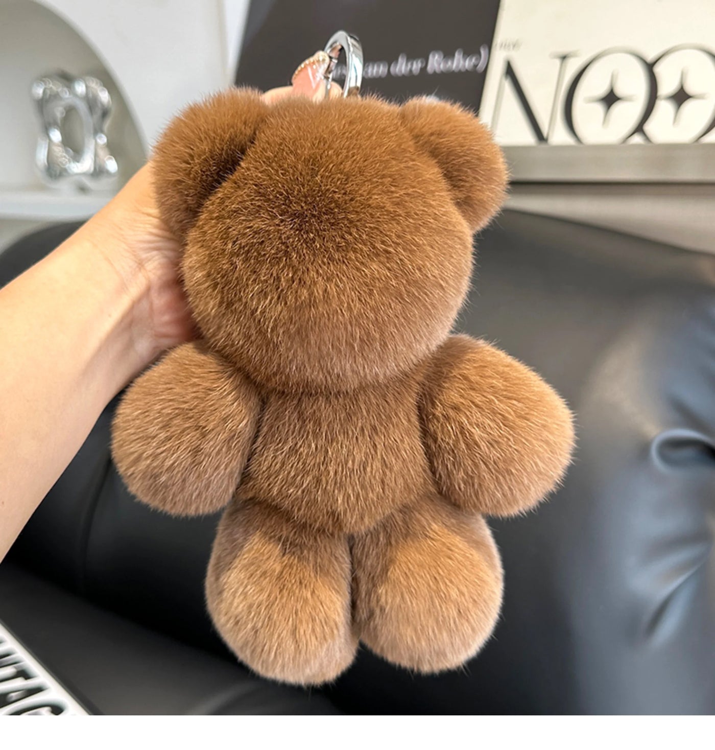 Fashion New Cute Bear Keychain Real Rabbit Fur Bear Doll Pendant Toys Keyring Handbag Charm Ornament Plush Jewelry Gifts
