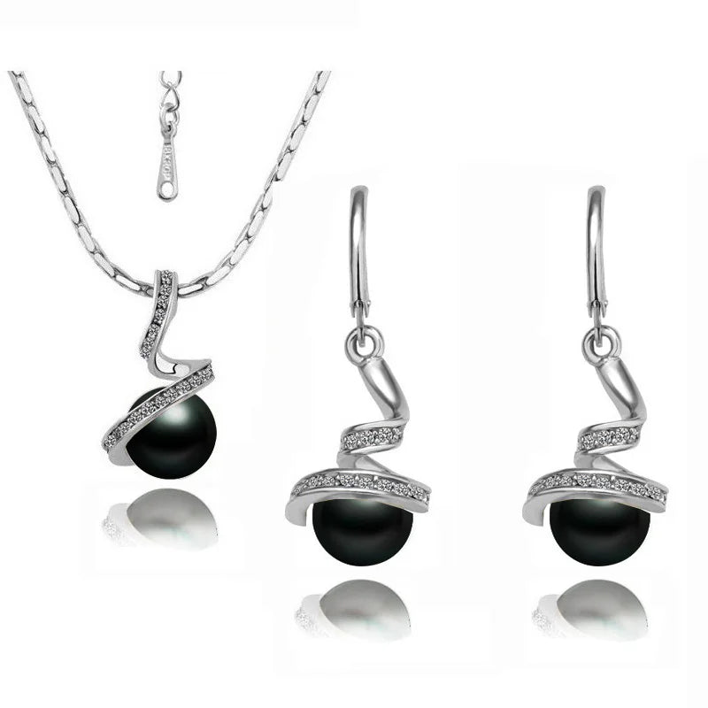 quality Imitation pearls ball pendant Necklace Earrings fashion Jewelry set lover girl gift birthday summer beach Bride Wedding