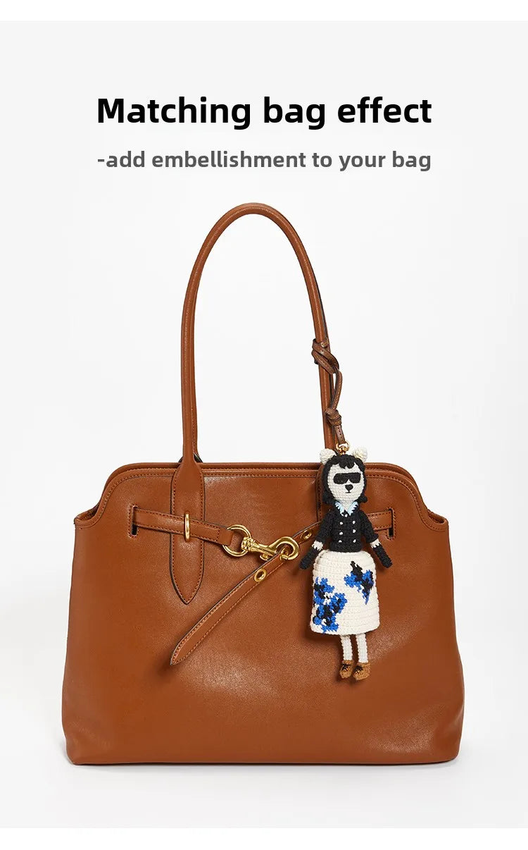 Cute doll bag pendant knitted humanoid bag charm braided keychain car pendant Women's Bag Accessories